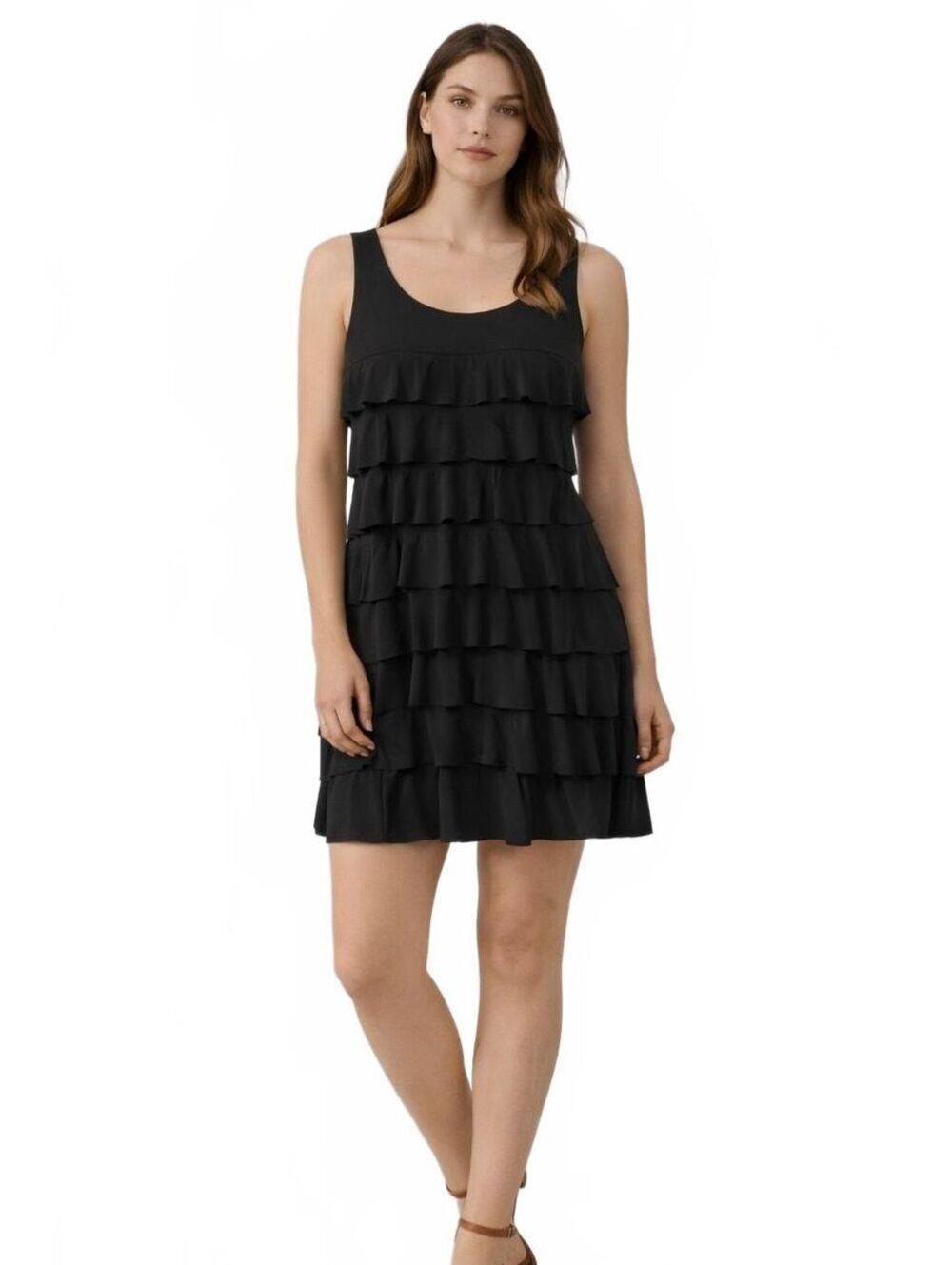 Isle Black Ruffle Tiered Mini Dress Tunic Y2K Whimsigoth Medium